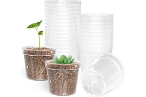 BTPLASTIK 50 Pack 2.5 Inch Clear Nursery Pots for Plants, Sturdy Plastic Plant Pot for Planting Vegetables Flowers Seedlings, Transparent Seed Starter Pots with Drainage Holes, garden, Gardening Gifts