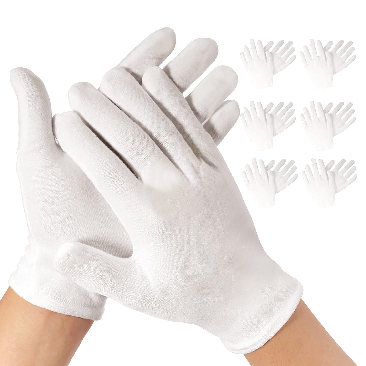 Occan White Cotton Hand Moisturizing Gloves Overnight for Men and Women, White Gloves for Moisturizing Hands, Eczema, Jewelry, Costume (6 Pairs) : Beauty