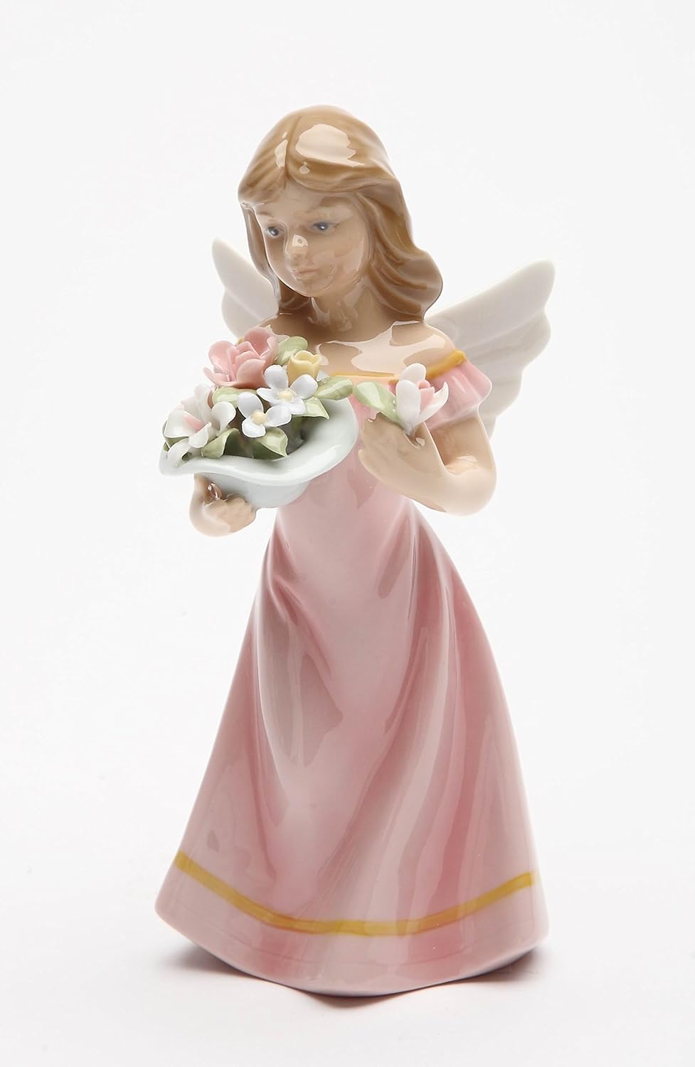 Buy Cosmos Gifts 20861 Angel in Pink Dress Holding Flowers Ceramic Figurine, 53/8Inch Online
