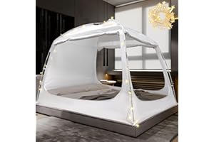 RIYDH Bed Tent Bed Canopy Twin Size for Adult and Kids - Portable Sleeping Tents Indoor Dream Tents 70% Blackout with String Light 3 Doors Breathable Privacy Space Tents