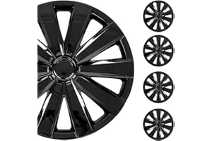 OMAC - ABS Black Hub Caps 16 Inch Set of 4, Tapas para Rines 16, Premium Wheel Covers 16 Inch, R16 Rim Cover Set, Snap On Dur