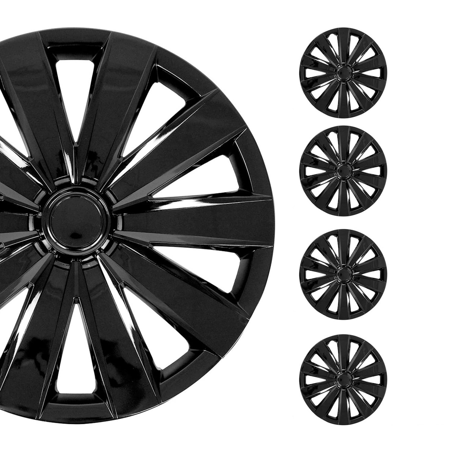Photo 1 of OMAC - ABS Black Hub Caps 16 Inch Set of 4, Tapas para Rines 16, Premium Wheel Covers 16 Inch, R16 Rim Cover Set, Snap On Durable Car Replacement Exterior Accessories