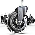 HOLKIE Office Chair Wheels 11x22mm 3 Inch Desk Roller Blade Caster Replacement for Office, Rubber Rollerblade Wheels-Set of 5
