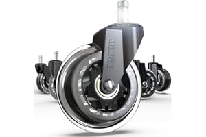 HOLKIE Office Chair Wheels 11x22mm 3 Inch Desk Roller Blade Caster Replacement for Office, Rubber Rollerblade Wheels-Set of 5