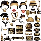 Roaring 1920's Party Photo Booth Props,BizoeRade 42pcs Roaring 20s Twenties Photo Booth Props,1920s Wedding Photo Booth Backdrop Decorations