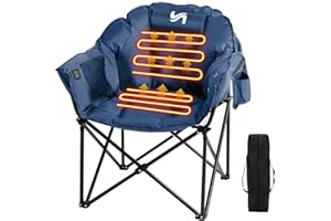 Slsy Oversized Heated Camping Chair Heats Back and Seat, Heated Portable Camp Chair with 3 Heat Levels, Heavy Duty Heated Moon Chair for Lawn, Outdoor, Picnic, Lounge Patio