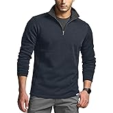 CQR Men's Thermal Fleece Quarter Zip Sweater, Outdoor Lightweight Long Sleeve Pullover, Casual Mock Neck Polo Sweaters