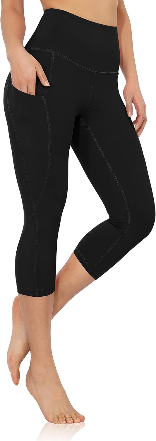 ODODOS Women's High Waist Yoga Capris with Pockets, Workout Sports Running Athletic Capris Leggings with Pocket: Clothing