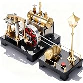 Steam Engine Model - Mini Steam Engine - DIY 2 in 1 Stationary Beam Steam Engine Model with Boiler and Lamp Scene, Build Engine That Runs with Centrifugal Regulator Full Metal Kit