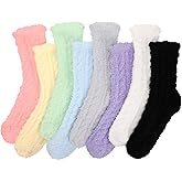 scenicamp 8 Pairs Fuzzy Socks for Wome Fluffy Winter Warm Slipper Socks Microfiber Soft Home Sleeping Sock Christmas Sock