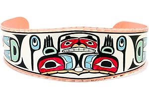 FRONT LINE JEWELRY Northern Lights Alaskan Native American Totem Bracelets – Haida-Inspired West Coast Jewelry Featuring Raven, Butterfly, Hummingbird, Bear, Sun, Whale, Moose, Elk, Eagle, Wolf Designs