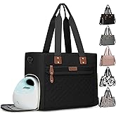 Pritent Diaper Bag Tote for Working Mom, Large Travel Diaper Tote for Mom and Dad with 14 Inch Laptop Sleeve, Mommy Maternity Travel Baby Bag for Boys and Girls, Black