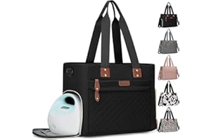 Pritent Diaper Bag Tote for Working Mom, Large Travel Diaper Tote for Mom and Dad with 14 Inch Laptop Sleeve, Mommy Maternity Travel Baby Bag for Boys and Girls, Black