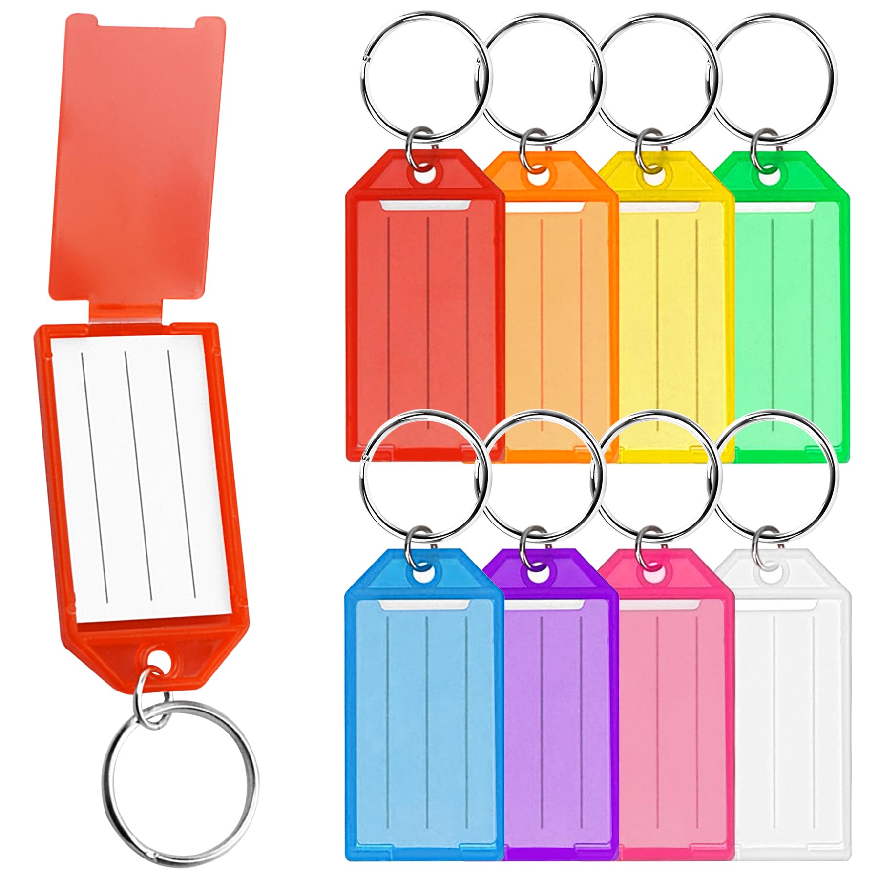 OioTuyi 40 Pack Durable Key Tags with Labels and Split Rings, Assorted Color Key Labels Tags for Organizing and Identification