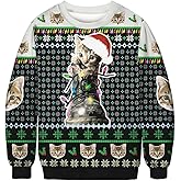ALBIZIA Unisex Animal Print Crew Neck Ugly Christmas Xmas Pullover Sweatshirt