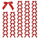 50 PCS Red Bows, 3.2" Red Satin Ribbon Bows for Gift Wrapping, Twist Tie Bow for Christmas Tree Decorations, Wedding, Baby Shower, Birthday Party, and Crafts