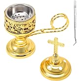 Yawlsow Incense Burner, Frankincense Charcoal Incense Stand, Bakhoor Incense Burner Holder, Ideal for Aromatherapy, Yoga and Spa, Home and Christian Church Censer, (Gold)