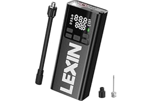 LEXIN P5 Tire Inflator Portable Air Compressor, 150PSI Electric Air Pump for Car Tires, w/Digital Pressure Gauge/LED Light, Smart Pump for Car, Motorcycle, Bike, Bicycle, Sports Balls