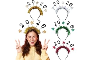 YKW 2026 Happy New Year Headbands Tiara for Women, Glitter & Gold Party Crown, Adjustable Adult Girl Celebration Accessories