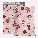 Poly Mailers 6x9 Inch 100 Pcs，Christmas printed Shipping Bags,2.4mil Thick shipping bags, Waterproof and Tear-Resistant Self-Sealing Packaging Bags for Small Businesses Pink Gifts Print