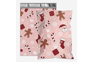 VAPULCIO Poly Mailers 10x13 Inch 100 Pcs，Christmas printed Shipping Bags,2.4mil Thick shipping bags, Waterproof and Tear-Resistant Self-Sealing Packaging Bags for Small Businesses Pink Gifts Print
