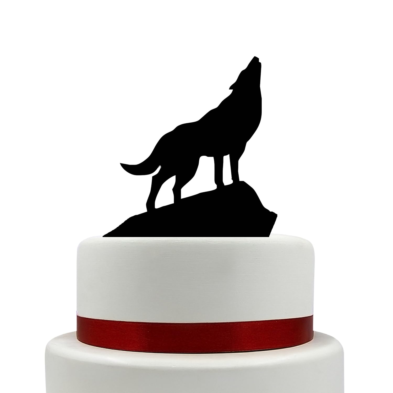 Cute Wolf Wedding Acrylic Cake Topper Personalized Heart With Name