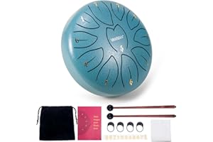 VixxNoxx Rain Chime Tongue Drum, 6 Inches 11 Notes Steel Handpan for Drumming, Meditation Sound Bowl, Echo Ethereal Drums, Chakra Percussion, Musical Instruments for Outside Garden (Moss Blue)