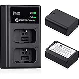 FirstPower NP-FW50 Battery 2-Pack and Dual USB Charger for Sony A6000 A6300 A6500 A7 A7II A7RII A7SII A7S A7S2 A7R A7R2 A5100