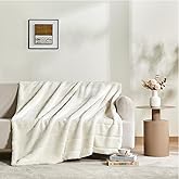 Sophia & William Throw Blanket for Couch Sofa(90x90 Inches) - Faux Fur Throw Soft Cozy, Gifts for Women, Cream