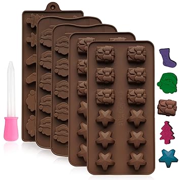 39 Stück Weihnachten Schokoladenform Set, Weihnachten Silikonformen, ideal für Weihnachten-Geformte Schokolade, Eiswürfel, Lo