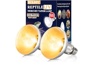 MIXJOY 2 Pack 100W Reptile Heat Lamp Bulb Full Spectrum UVA UVB Sun Light for Reptile and Amphibian Use