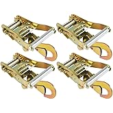 VULCAN Ratchet Strap Buckles - Snap Hooks - 4 Pack - 3,300 Pound Safe Working Load