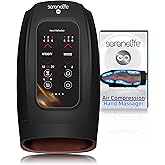 SereneLife Hand Massager with Heat and Compression, Cordless Comfort Auto-Roller Kneading Massage, Large LCD, 3 Airbags, 6 Modes, 6 Intensities, 3 Heat Settings for Relaxation