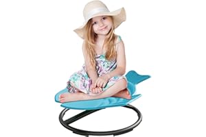 Pterying Spinning Chair for Autistic Kids, Autism Sensory Spinning Chair, Sit and Spin Toddler Spinning Seat Training Body Coordination and Balance, Upgraded Light Blue Flying Fish Shape