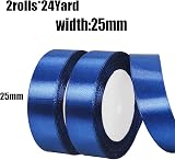 HONGCI 2 Rolls Navy Blue Satin Ribbon 25mm x 22m Gift Craft Wedding view 2