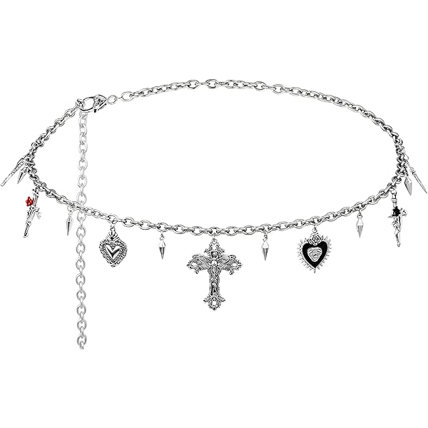 Pave Waist Chain Belt Irridescent Rhinestone Cross in Gol OR Silver Living My Life Cross Chain Belt - Silver | Fashion Nova main image 2
