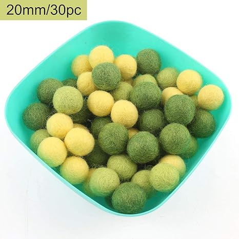 Baby Tete Décorations De Noël Bricolage Boules De Feutre De Laine 20mm 30pcs Décorations Murales De Fête De Naissance Série Verte