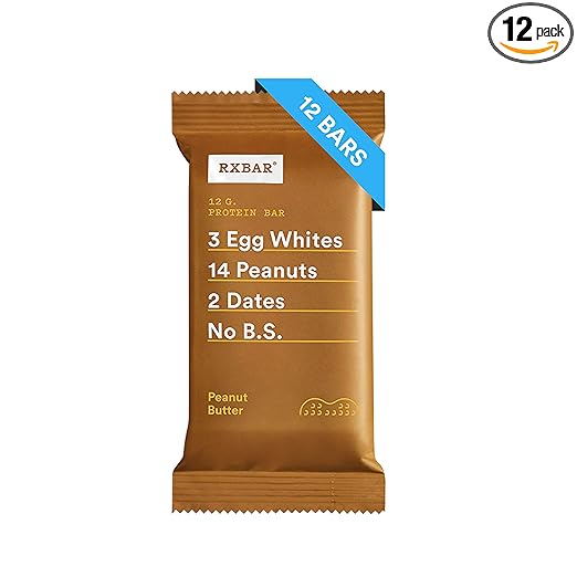RXBAR, Peanut Butter, Protein Bar, 1.83 Ounce (Pack of 12) Breakfast Bar, High Protein Snack best paleo bars