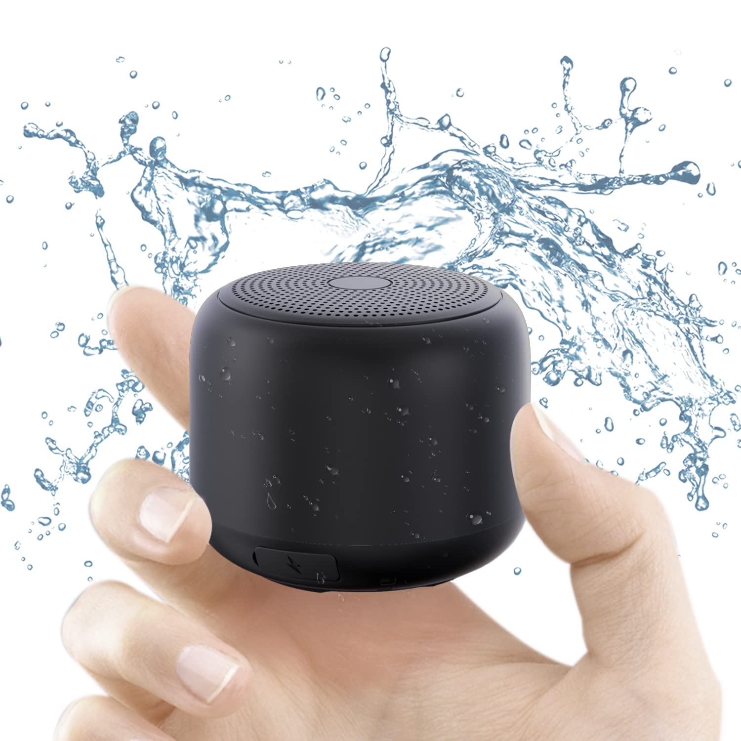 Bluetooth スピーカー 防水 風呂 ワイヤレススピーカー 12時間連続再生マイク内蔵 ハンズフリー通話 ブルートゥーススピーカー ミニ 小型 キャンプ/水泳/車載 Android/iPhone対応(ブラック)