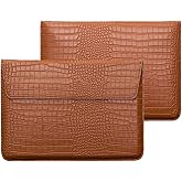 LCMOCICO Laptop Sleeve with Stand, PU Leather Flap Style Case Bag for 2024 MacBook Air 13.6 inch M3 A3113 M2 A2681 2022 Air 13 2018-2021 M1 A2337 A2179 A1932 MacBook Pro 13 M1 M2 2016-2020, Brown