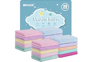 UNIMADE Baby Washcloths, 20 Pack Super Soft Microfiber Coral Fleece Wash Cloths, Extra Absorbent Baby Towels for Newborns, Infants and Toddlers, Gentle on Sensitive Skin for Face, Body and Hands