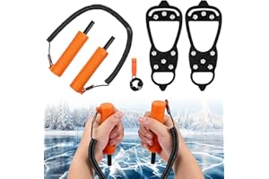 Soulchen 4 Pcs Retractable Ice Awls Safety Pick with Ice Cleats and Whistle, Fishing Safety Picks, Non Slip Gripper Spike, Winter Fishing Emergency Gear, Skating Kit, Spikes Accessories