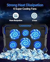 LIANGSTAR Laptop Cooling Pad 6 Fan Blue LED 15.6-17 Inch Cooler view 3