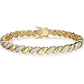 Amazon Essentials Yellow 18K Gold Over Sterling Silver Eternity Clasped Paperclip Chain with Cubic Zirconia Accent Necklace, 18 Inches with 2 Inch Extender, (previously Amazon Collection)