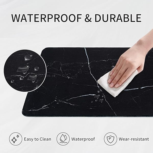 RAINYEAR LARGE GAMING MOUSE PAD(35.4 X 15.7 INCH), COMPUTER MOUSEPAD WITH ANTI-SLIP RUBBER BASE, SMOOTH LARGE KEYBOARD MOUSE PAD MAT FOR GAMER, OFFICE, HOME, BLACK MARBLE