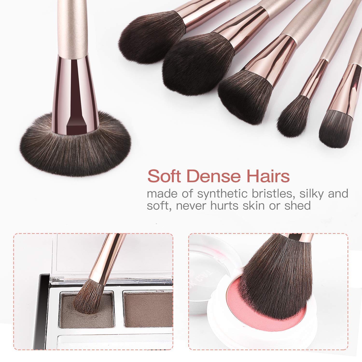 BESTOPE 18 Pcs Makeup Brushes Belly-type Handle Series Professional Premium Synthetic Contour Blush Foundation Concealers Highlighter Eye Shadows Cosmetic Brushes: Beauty