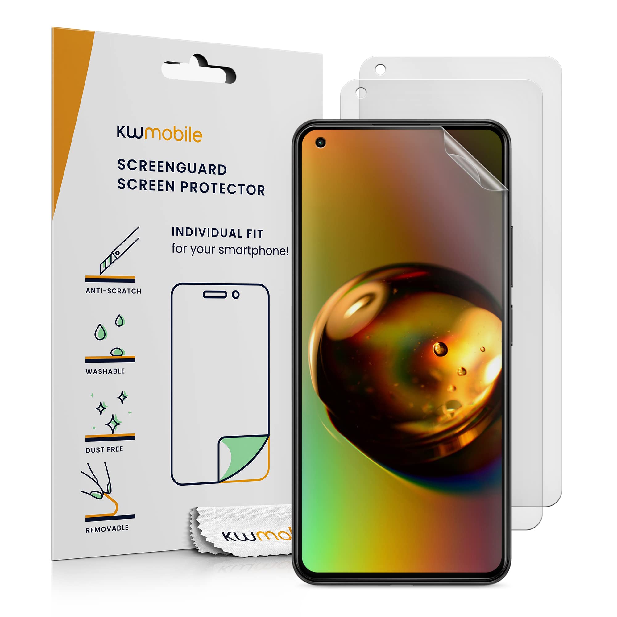 kwmobile Set of 3 Screen Protectors Compatible with Xiaomi 11 Lite (5G) NE/Mi 11 Lite (5G) - Anti-Glare Anti-Fingerprint Display Films - Matte
