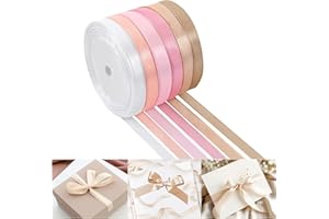 NACHLYNN 150 Yards Rose Gold Satin Ribbon 3/8 inch Wide Polyester Fabric Ribbon Use for Gift Wrap Wedding Bridal Baby Shower 