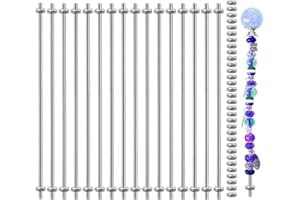 MINGQIEVEN Stainless Steel M4 Threaded Rod with Hex Nuts: 48 Pack, 10 Inch (8/32 Inch), Hangers & Beaded Garden Stake Rods