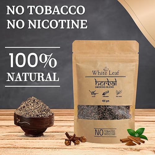 tobacco free smoking mix White Leaf Tobacco & Nicotine Free Smoking Mixture with 100% Natural Herbal  Smoking Blend 1 Pack (3.5 Oz/ 100G) in Saudi Arabia